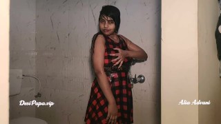 beautiful Indian desi bollywood model Alia Advani in bathroom taking shower