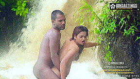 Today Exclusive -desi Couple Srabani And Suman Sex In The Open Jungle Outdoor In The Waterfall